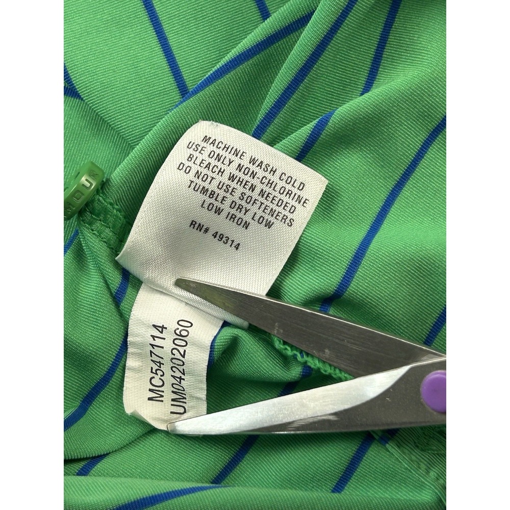 Under Armour Polo Shirt Men's XL Green Blue Striped HeatGear Loose Golf - Picture 6 of 14